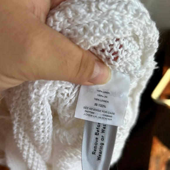 J.CREW WHITR LINEN FRINGE SHORT SLEEVE SWEATER - Picture 6 of 7